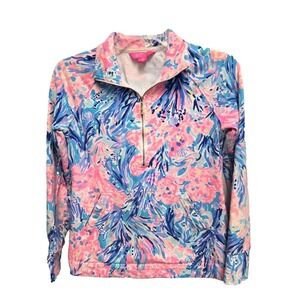 Lilly Pulitzer Skipper Popover Pullover Women's 1/4 Zip XXS Pockets Blue Pink